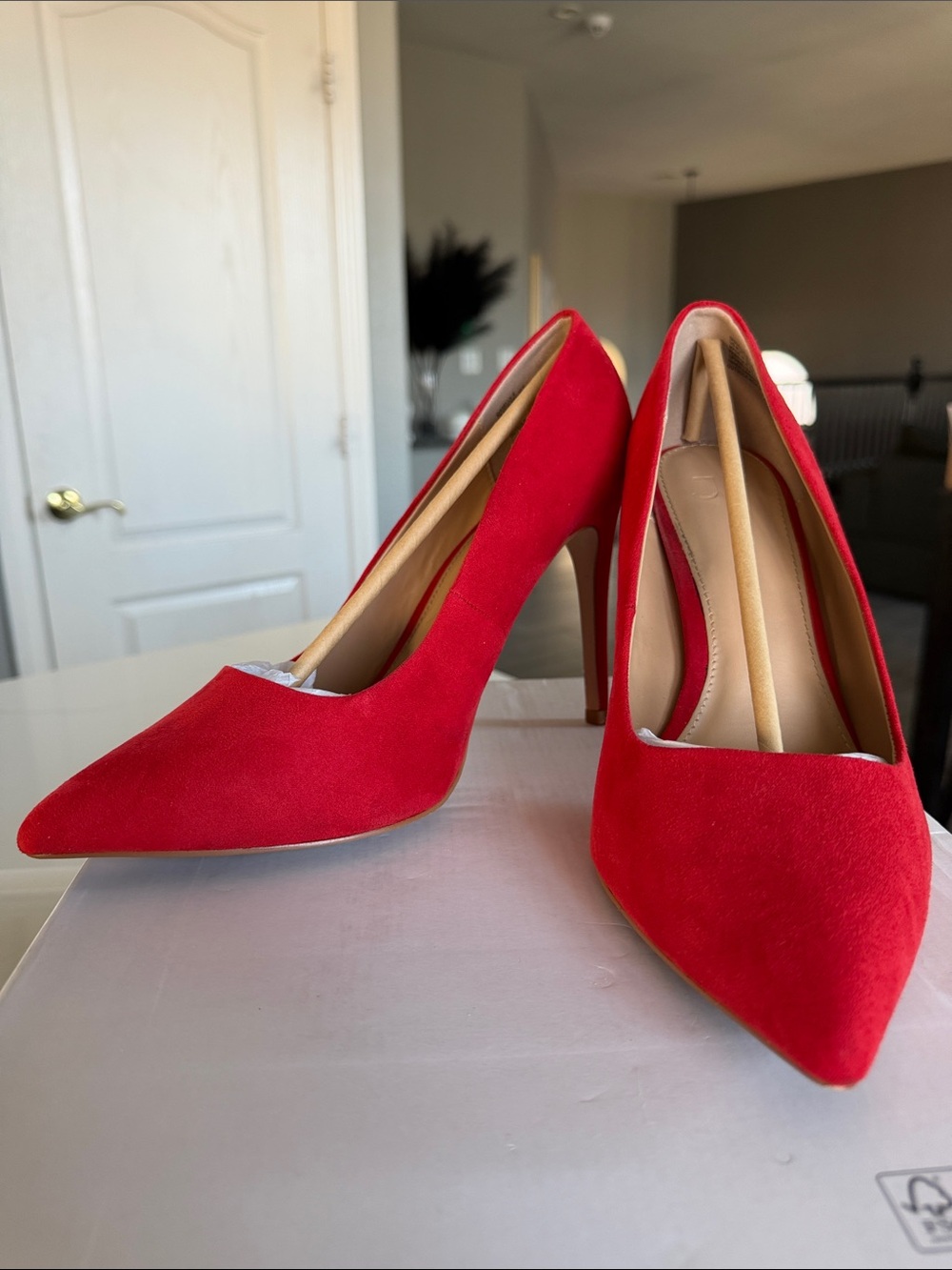 JustFab Red Pointed-Toe Suede Pump